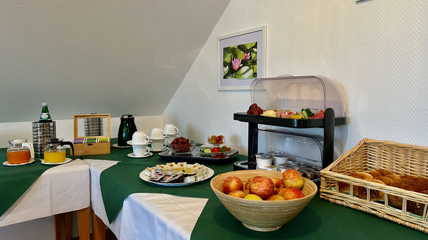 Das Frühstücksbuffet der Pension