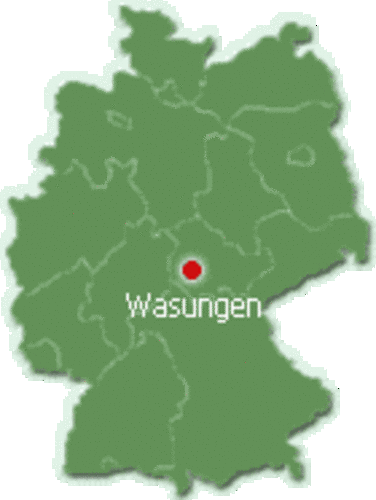 Karte von Deutschland mit Wasungen makiert